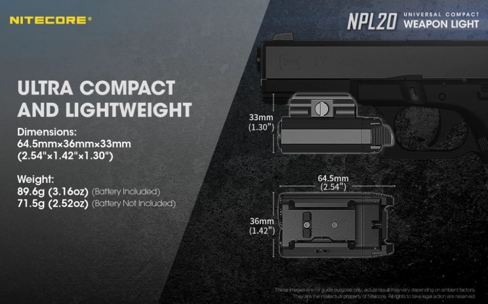 Lanterna para Pistola Nitecore NPL20 - 460 lúmens